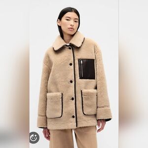 Gap×Sandy Liang Reversible Vegan Leather Sherpa Jacket.